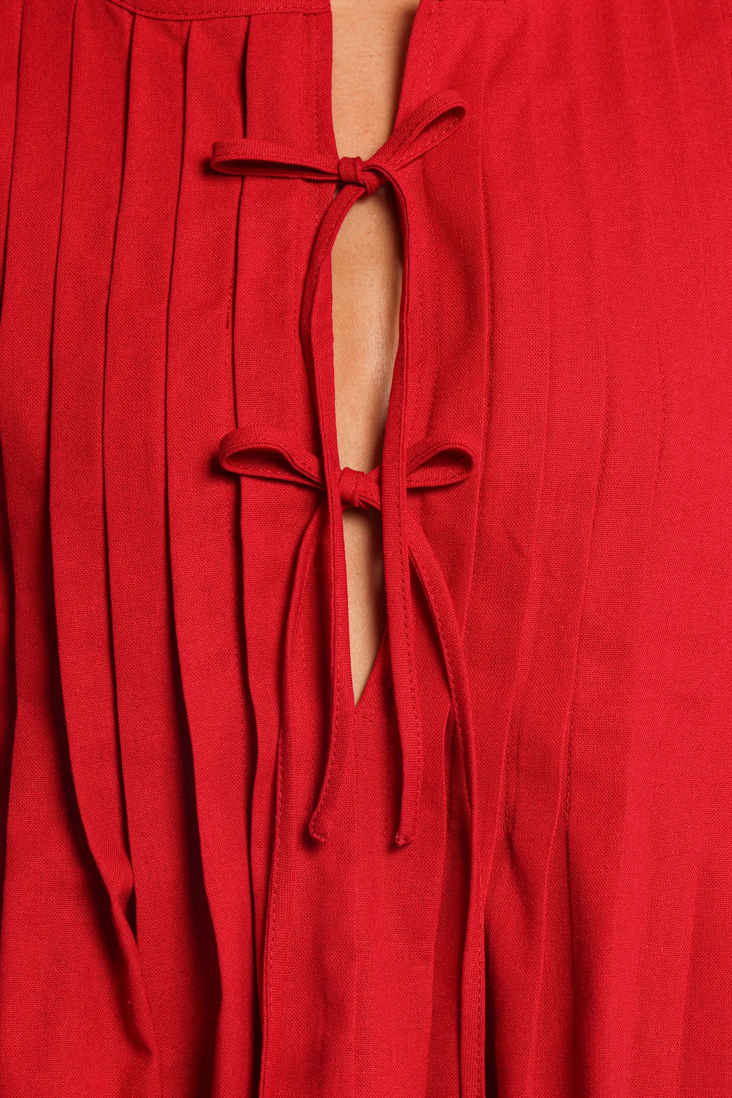 Delia Pleat Tie Top - Red