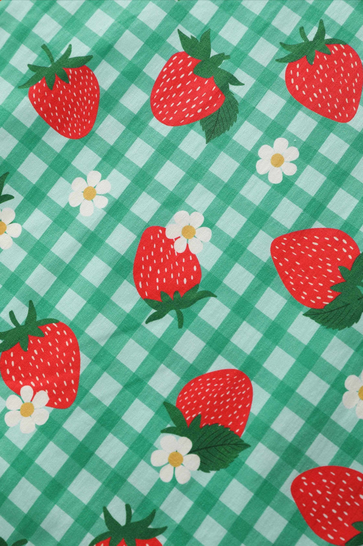 Mabel Strawberry Gingham Midi Shirt Dress
