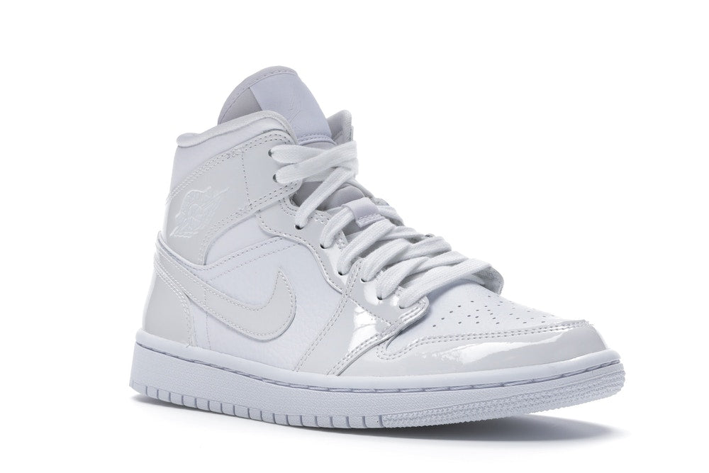1 Mid Triple White Patent Swoosh (W)