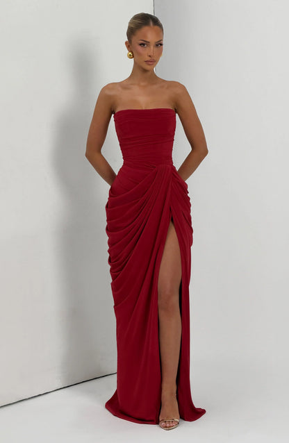 Cyra Maxi Dress - Deep Red