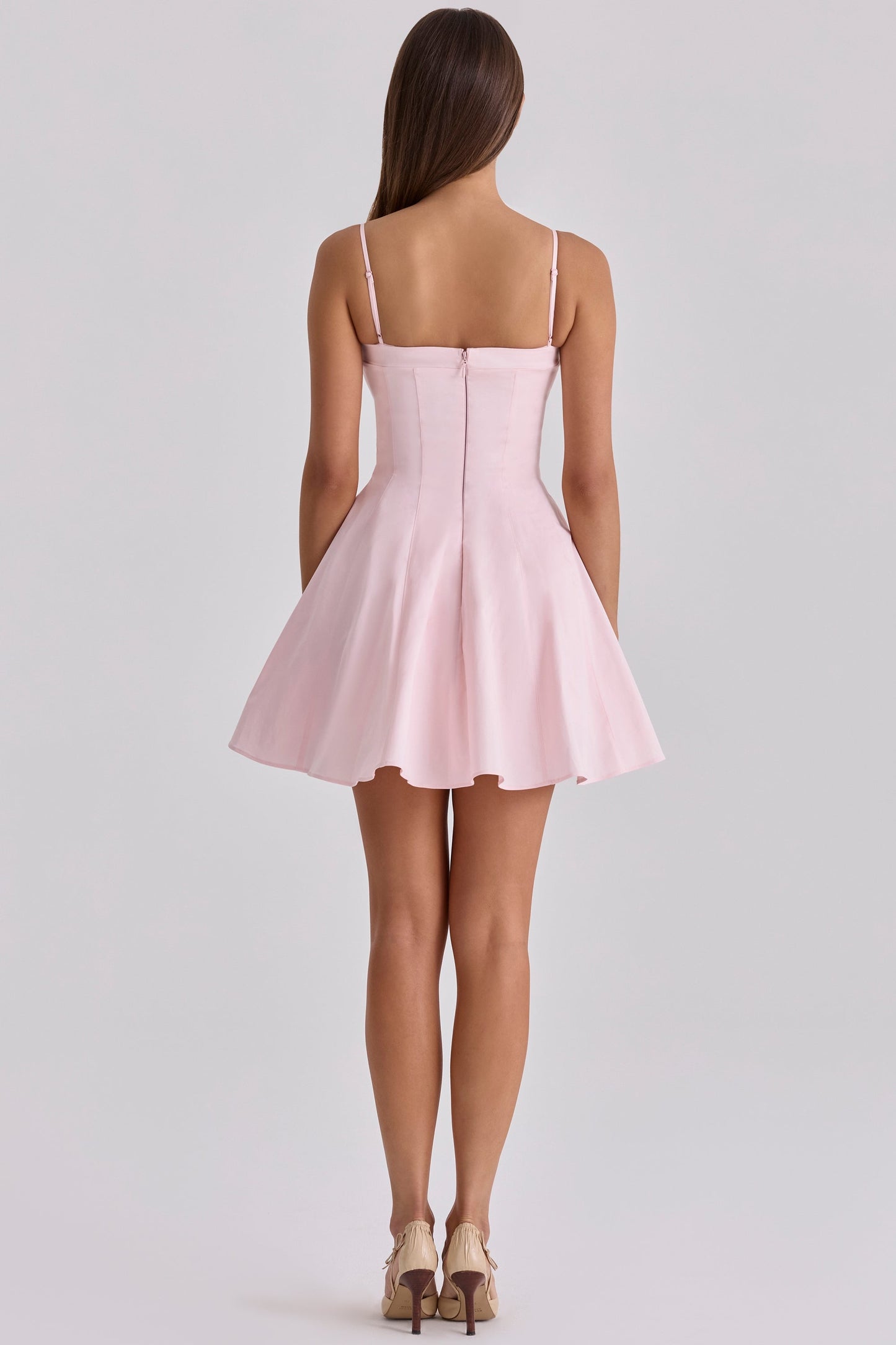 pink cotton flared mini sundress