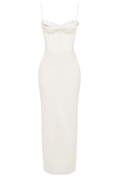 ivory corset maxi dress
