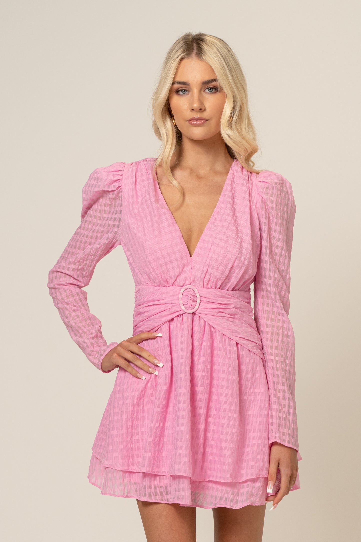 Cassidy Long Sleeve Pink Mini Dress