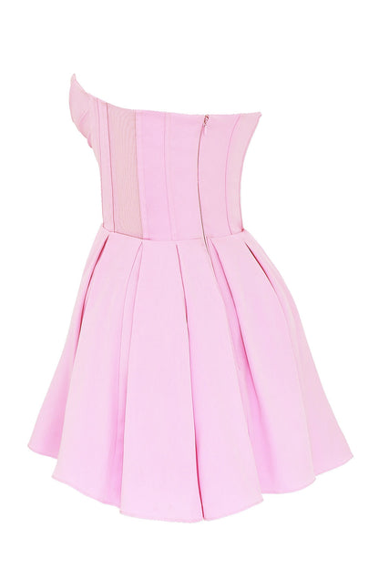 cotton candy twill strapless mini dress
