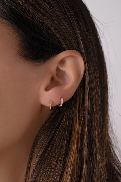 14K Solid Gold Simple Huggies