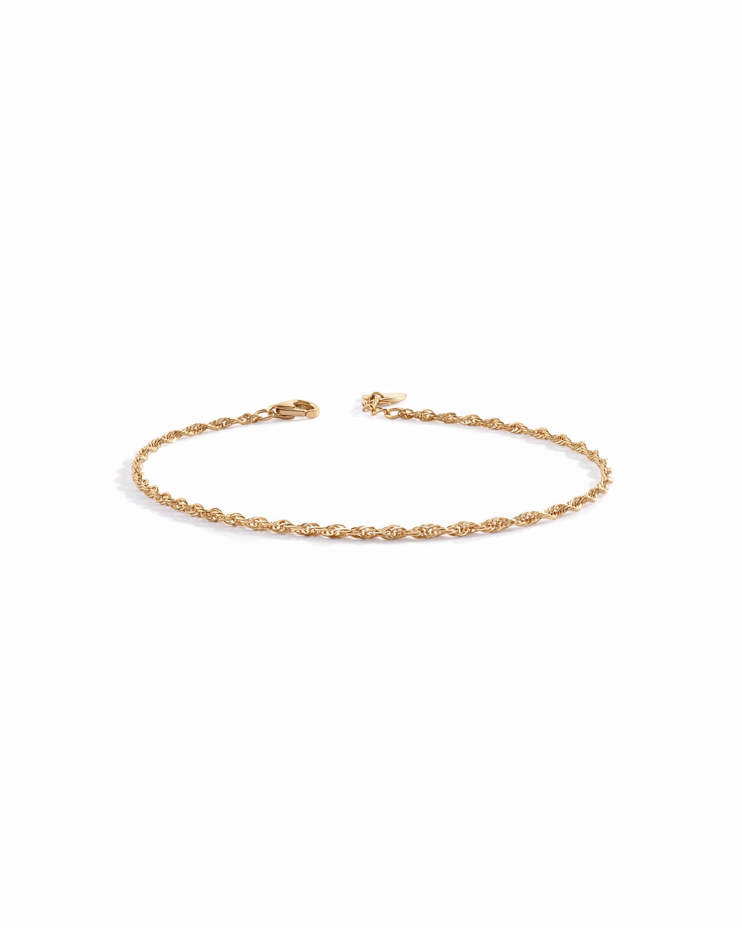 14K Solid Gold Twisted Rope Chain Bracelet