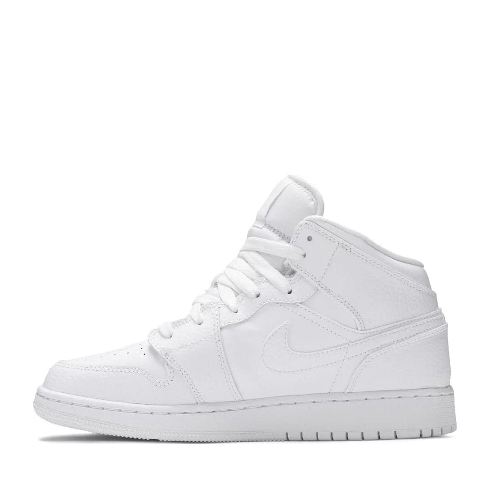 NIKE AIR JORDAN1 MID GS TRIPLE WHITE (NEW) (NEW)