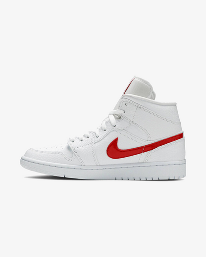 NIKE AIR JORDAN1 MID WMNS WHITE UNIVERSITY RED