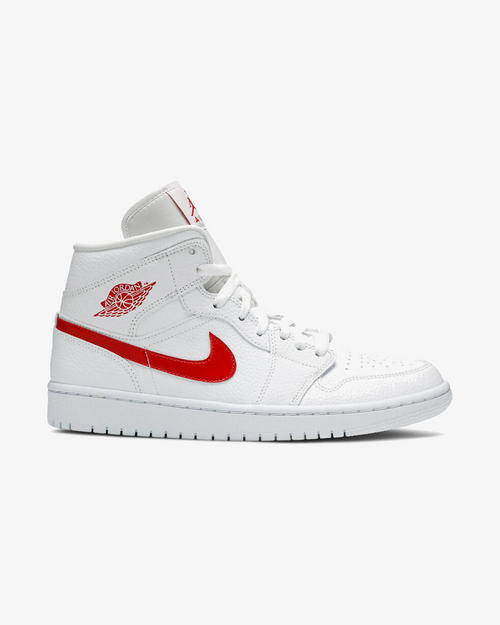 NIKE AIR JORDAN1 MID WMNS WHITE UNIVERSITY RED