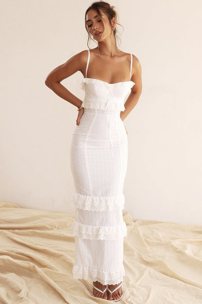 white broderie maxi dress