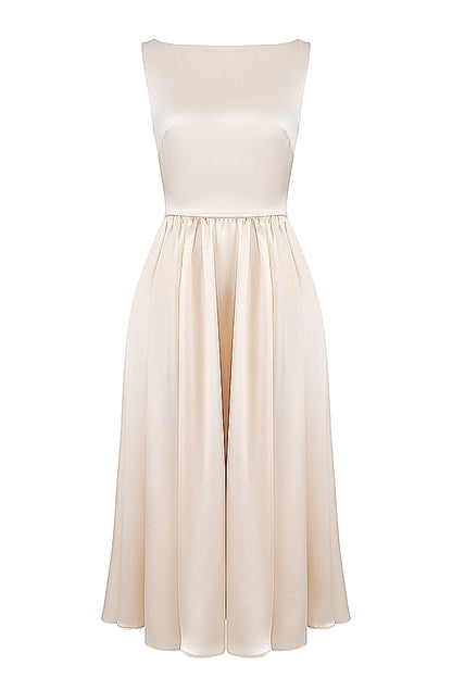 vintage cream midi dress