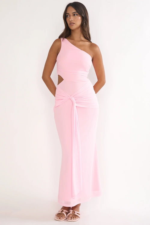 Luli One-Shoulder Cut-Out Maxi Dress Pink