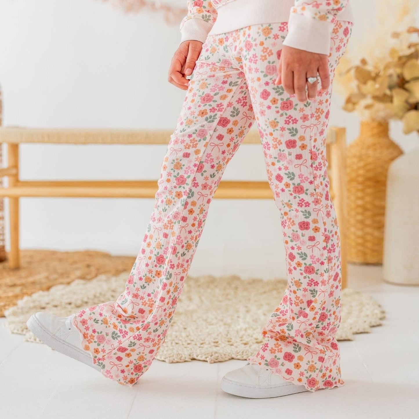 Berry Floral Flare Legging and sweater set