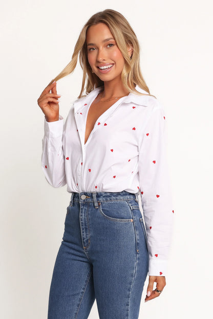 Cyra Heart Top - White Red