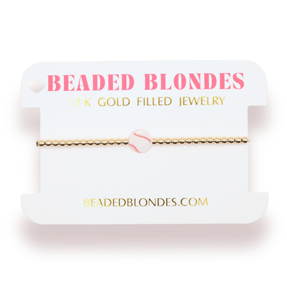 Baseball Bracelet on Gold: Gold / Petite 6.25 inch