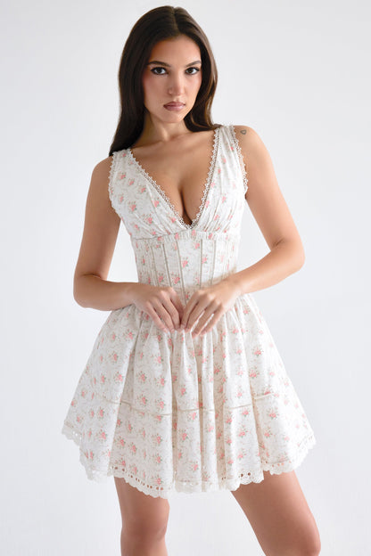 rose print mini dress