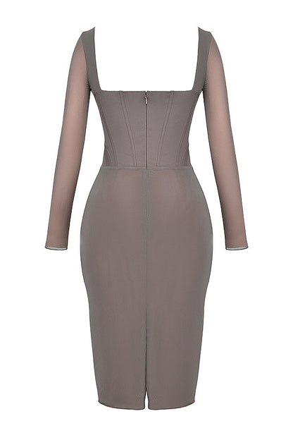 mocha corset midi dress