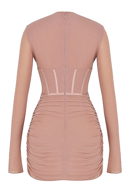 blush corset mini dress