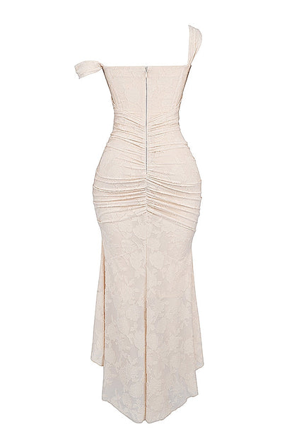vintage cream floral maxi dress