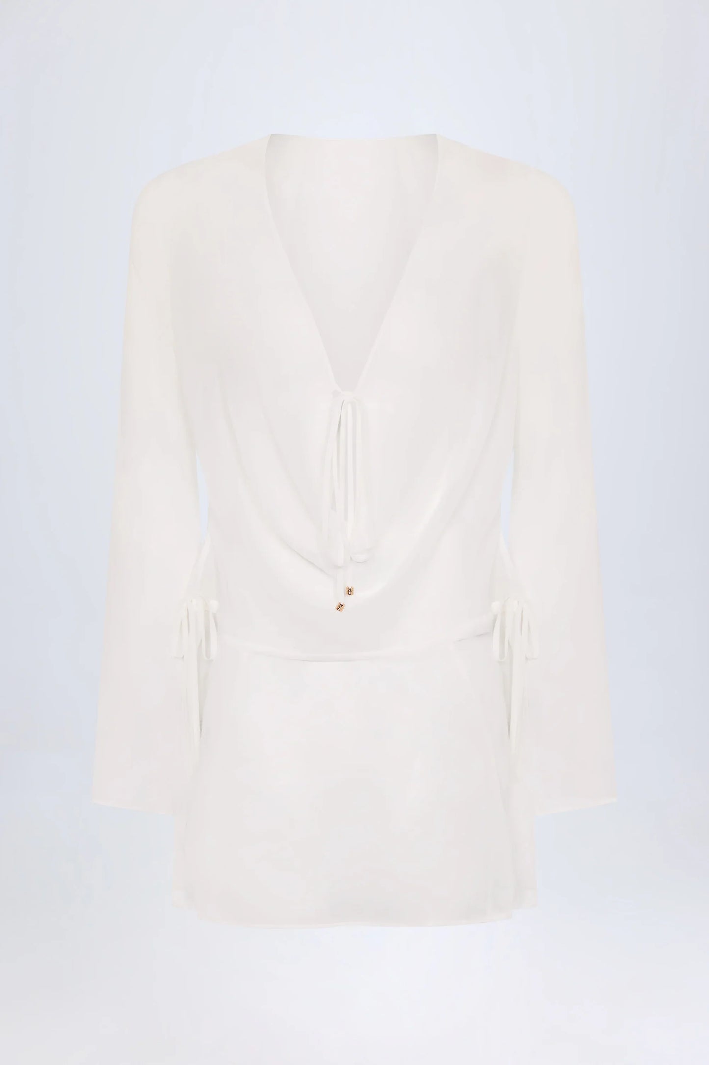 Cowl-Neck Mini Dress in White