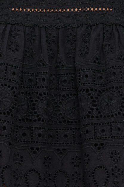 Aideen Eyelet Top - Black