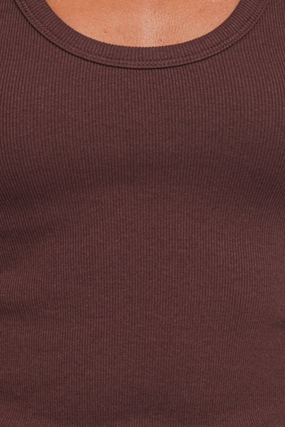 Miles Racerback Rib Knit Tank Top - Espresso