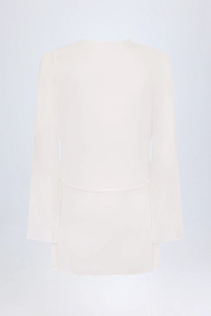Cowl-Neck Mini Dress in White