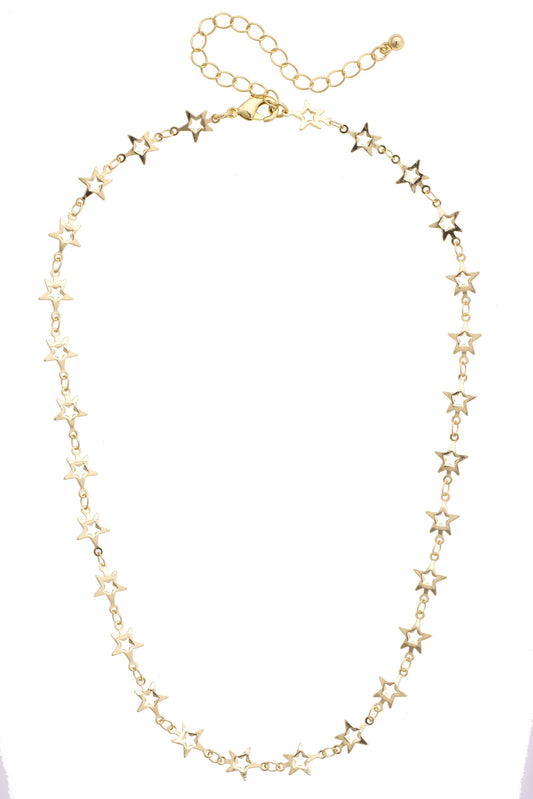 Brooke Star Linked Necklace in Shiny Gold