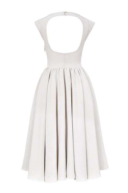french dove moire satin backless midi dress