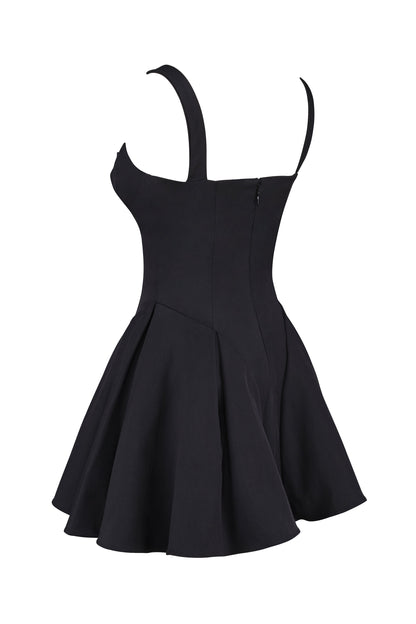 black twill mini dress