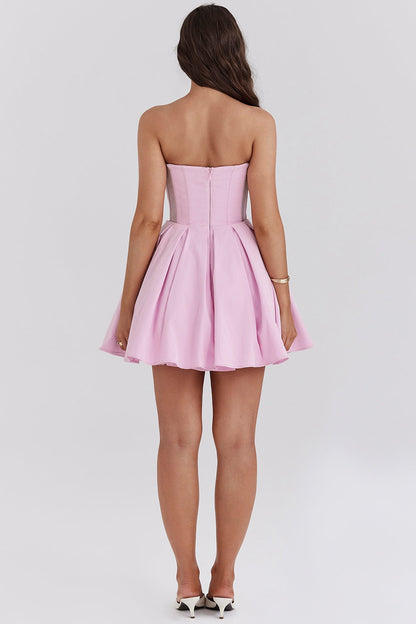 cotton candy twill strapless mini dress