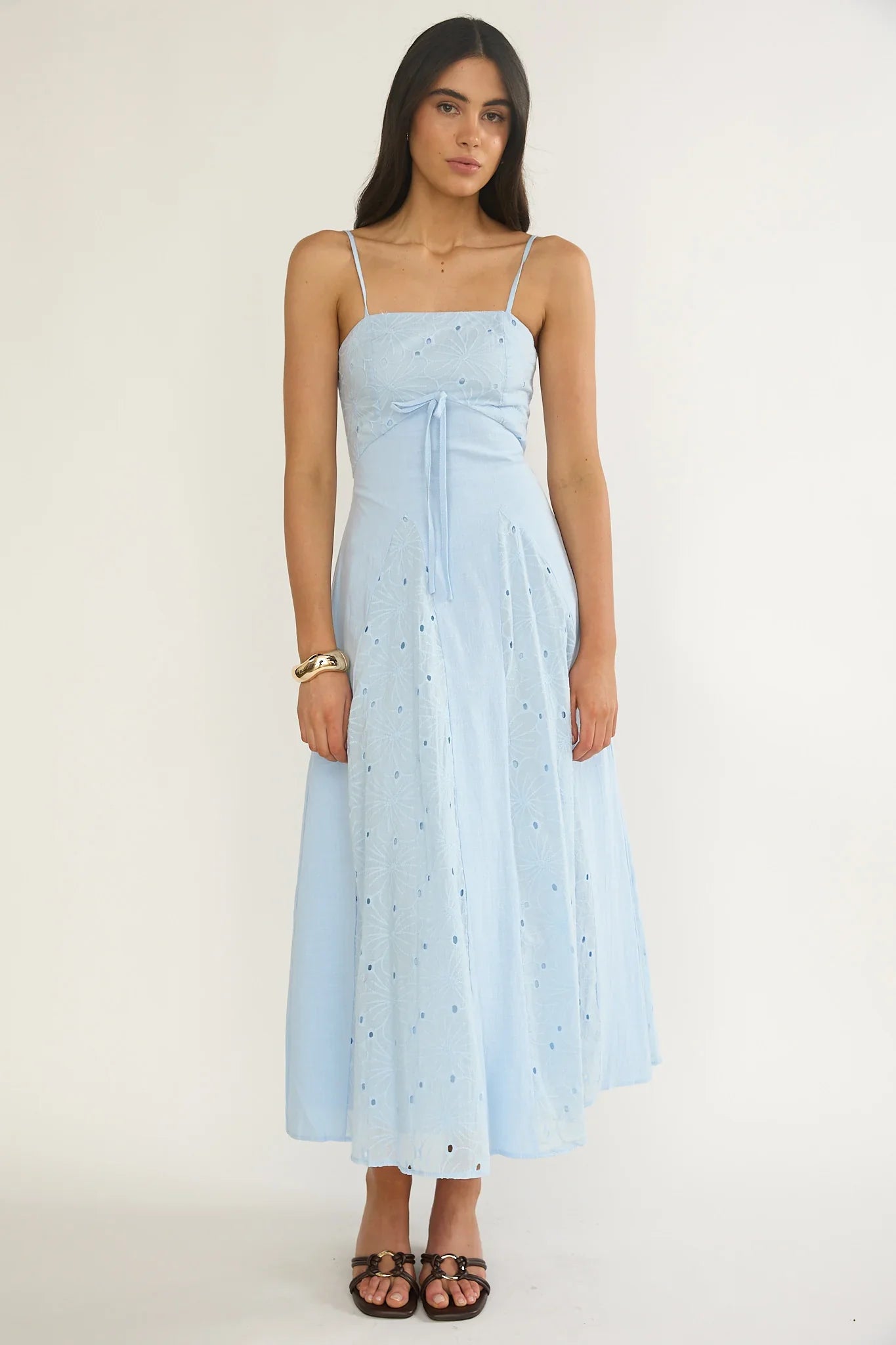 Shaye Embroidery Insert Maxi Dress Blue