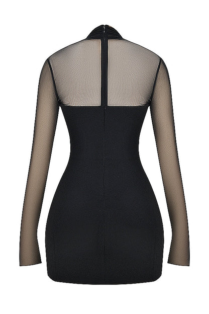 black plunge mini dress
