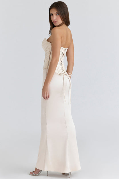 ivory satin corset maxi gown - limited edition