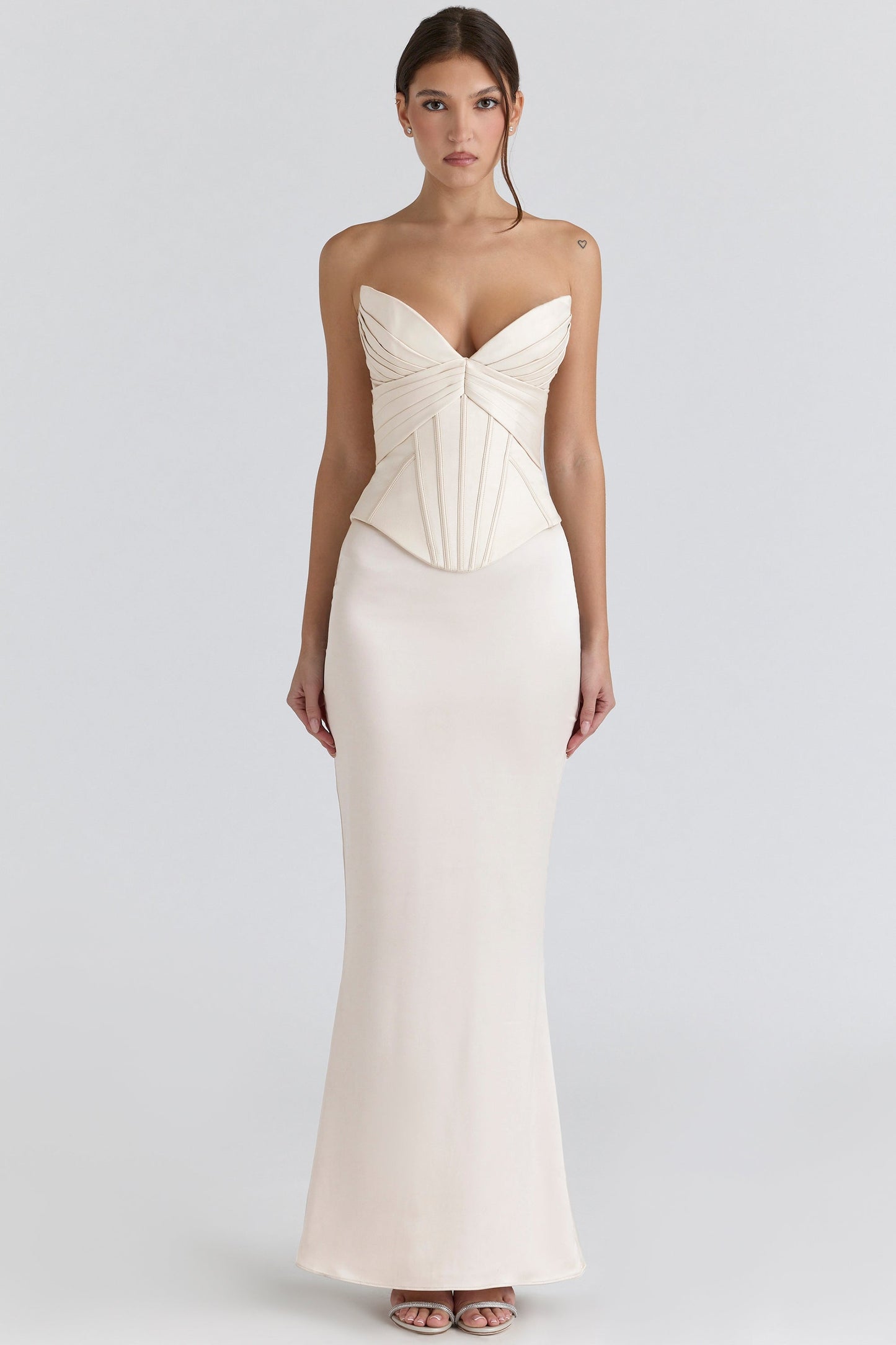 ivory satin corset maxi gown - limited edition