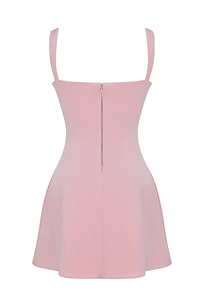 rose satin and lace mini dress