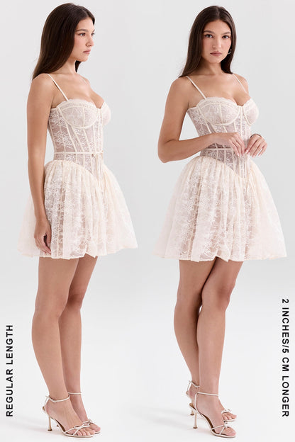 vintage cream lace mini dress