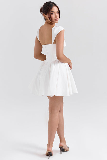 white cotton corset mini dress