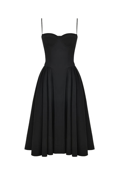 black corset midi dress