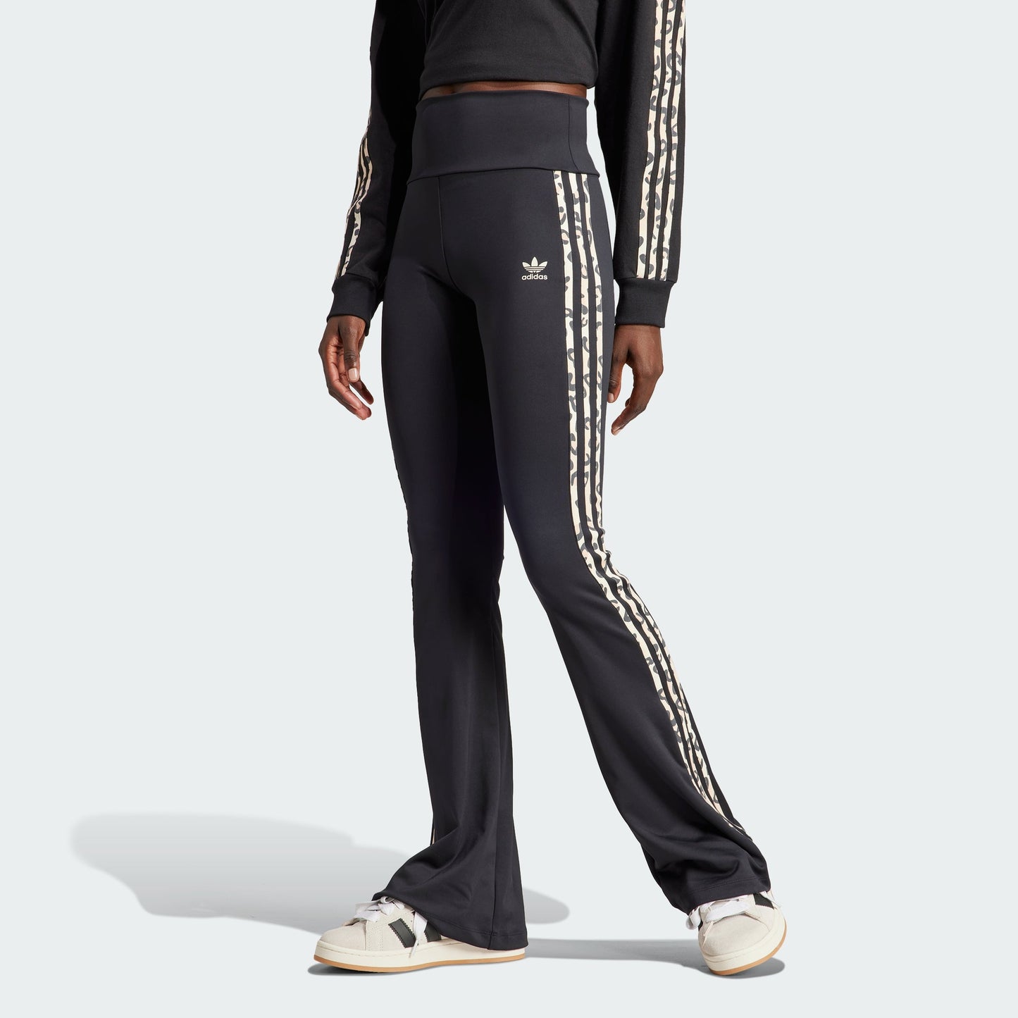 Women's adidas adidas Originals Leopard Luxe 3-Stripes Infill Flared Leggings