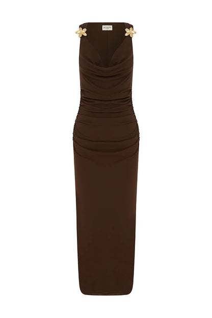 BALIN MIDI DRESS - ESPRESSO