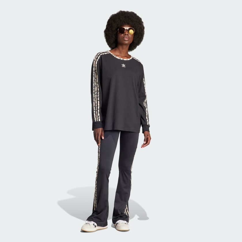Women's adidas adidas Originals Leopard Luxe 3-Stripes Infill Flared Leggings