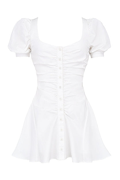 white puff sleeve mini dress