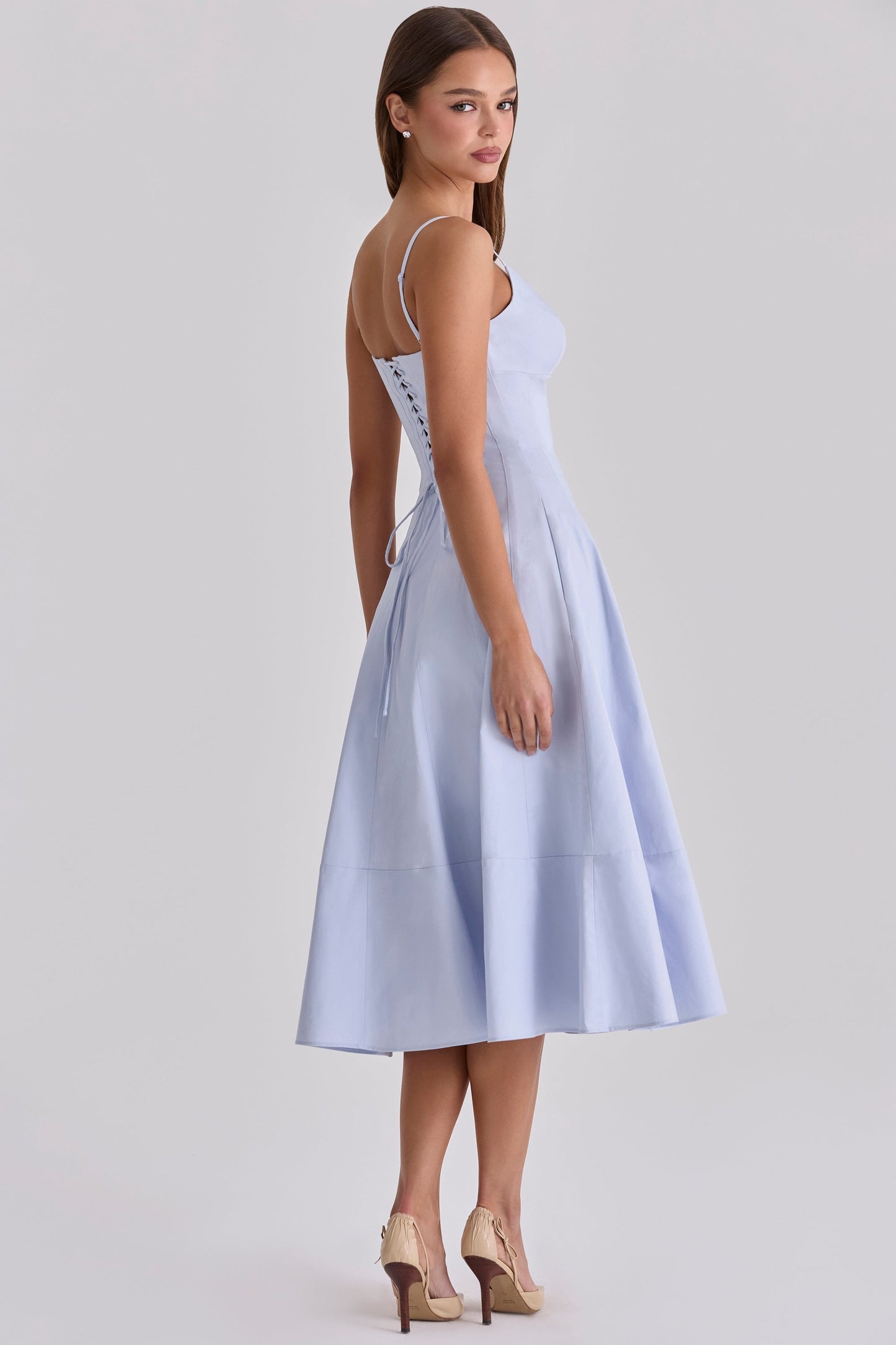 bluebell lace up cotton midi sundress