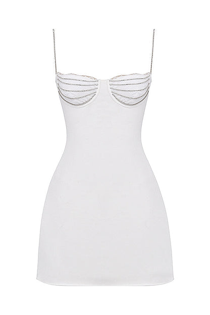 ivory crystallised mini dress