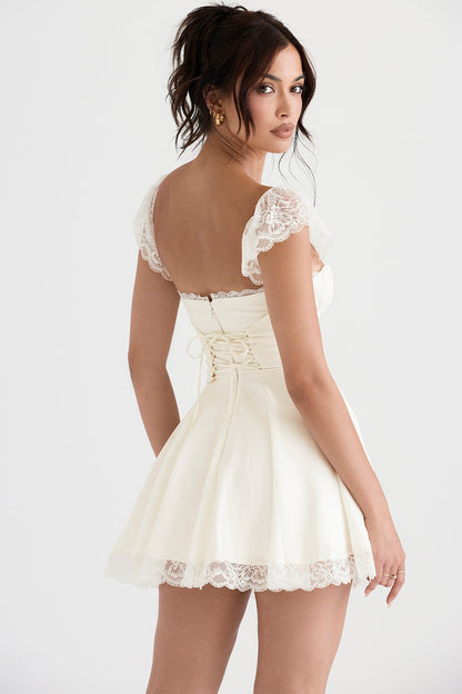 ivory a-line mini dress