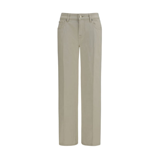7FOR Beige Cotton Straight-Leg Jeans