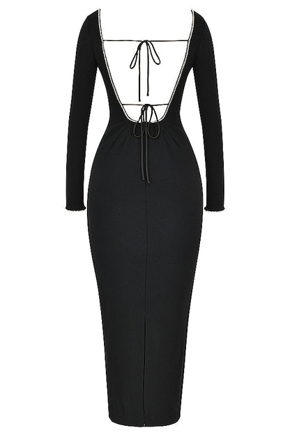black crystal embellished maxi dress