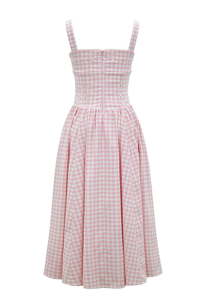 strawberry shortcake gingham midi sundress