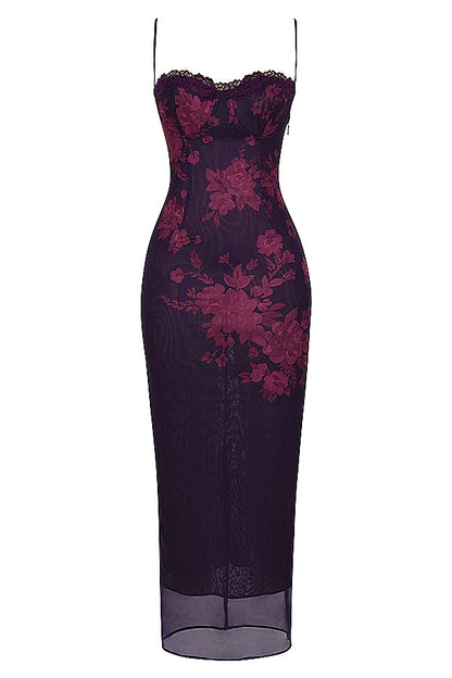 grape floral print maxi dress